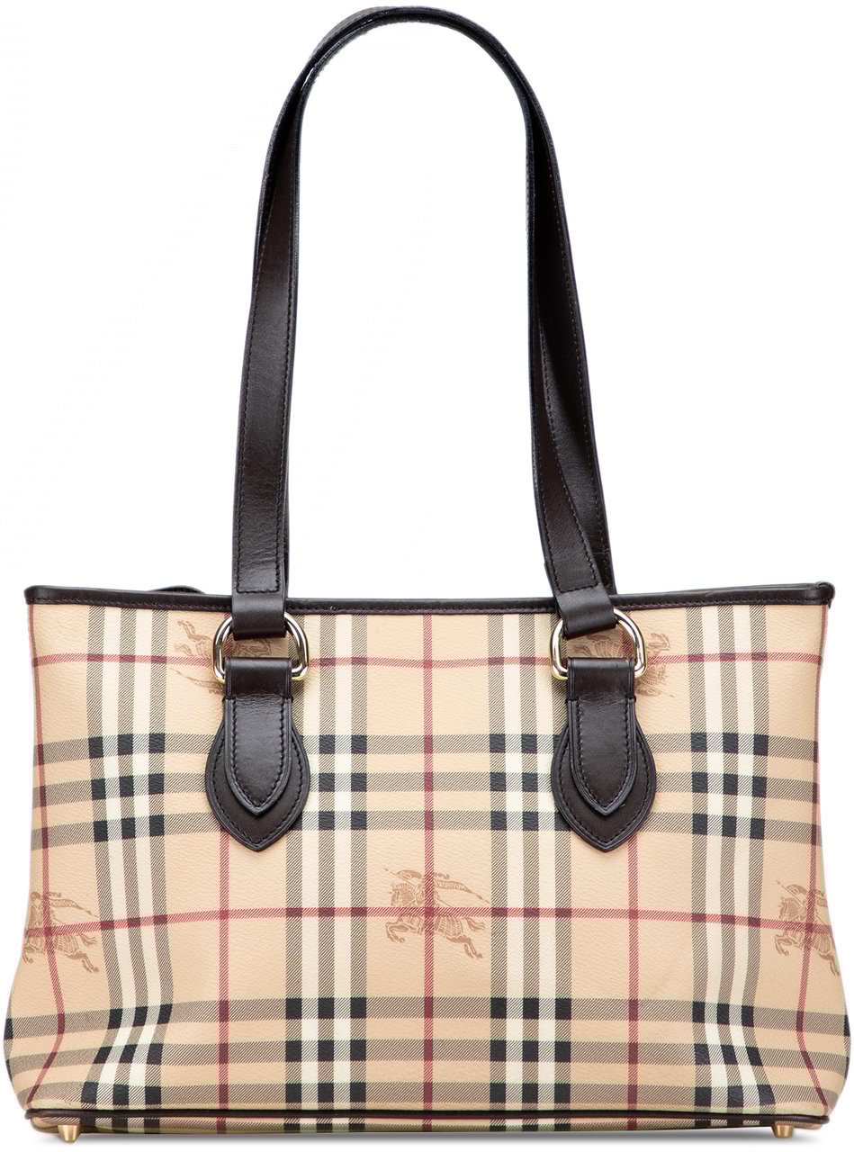 Burberry Haymarket Check Coated Canvas Tote Bruin