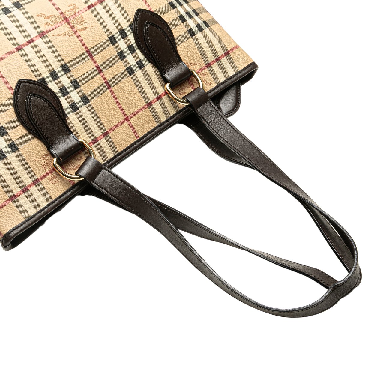 Burberry Haymarket Check Coated Canvas Tote Bruin