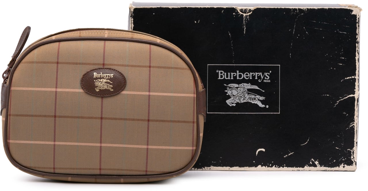 Burberry Vintage Check Canvas Clutch Bruin