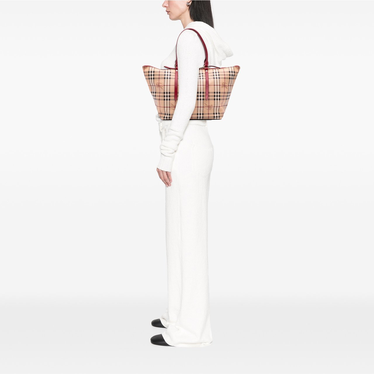 Burberry Medium Haymarket Check Coated Canvas Salisbury Tote Bruin