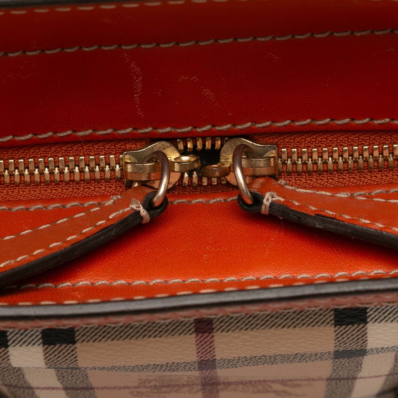 Burberry Small Haymarket Check Coated Canvas Honeywood Tote Bruin