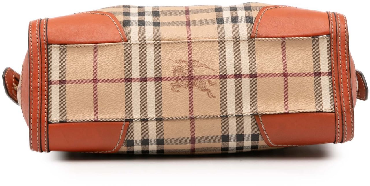 Burberry Small Haymarket Check Coated Canvas Honeywood Tote Bruin