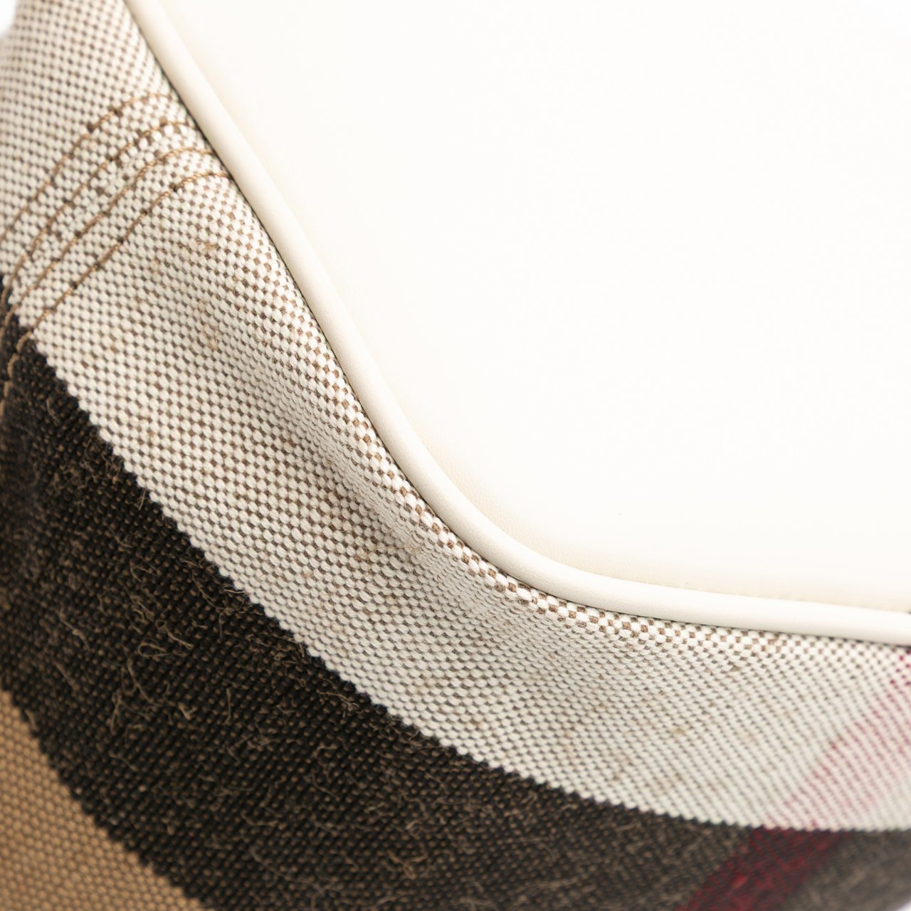 Burberry Mini Mega Check Canvas Ashby Tassel Bucket Bag Bruin