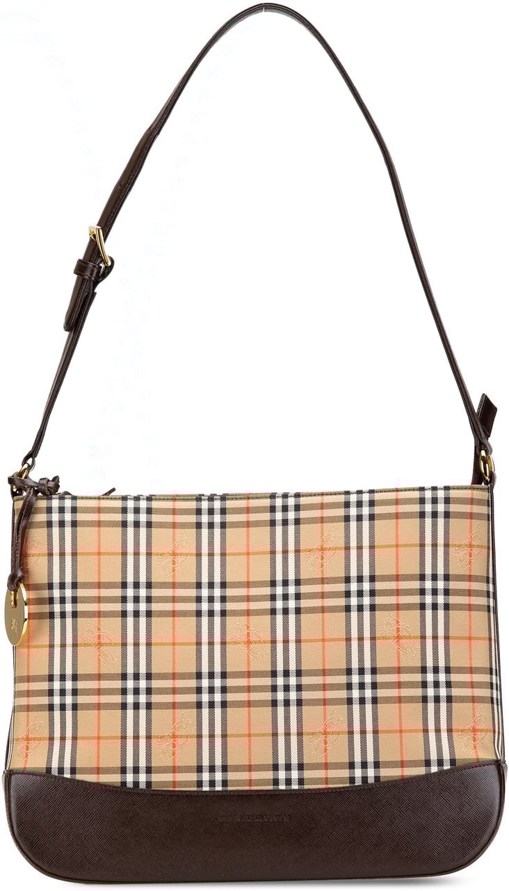 Burberry Haymarket Check Canvas Shoulder Bag Bruin