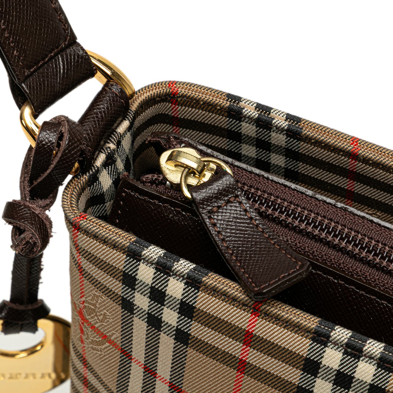 Burberry Haymarket Check Canvas Shoulder Bag Bruin