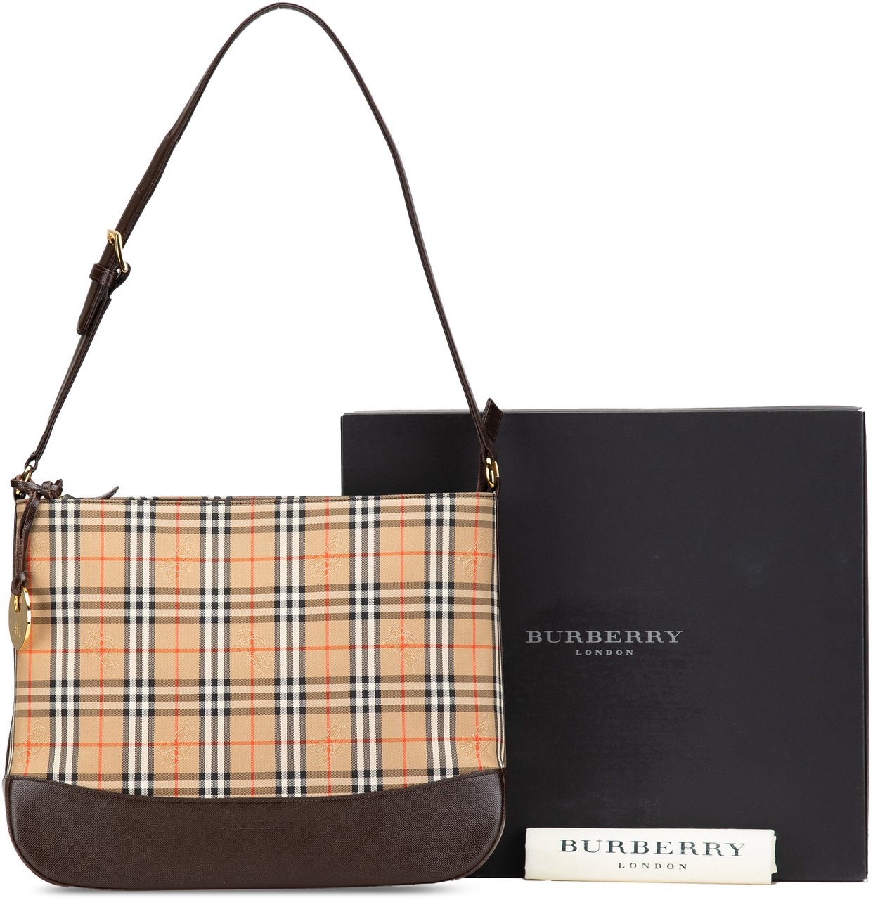 Burberry Haymarket Check Canvas Shoulder Bag Bruin