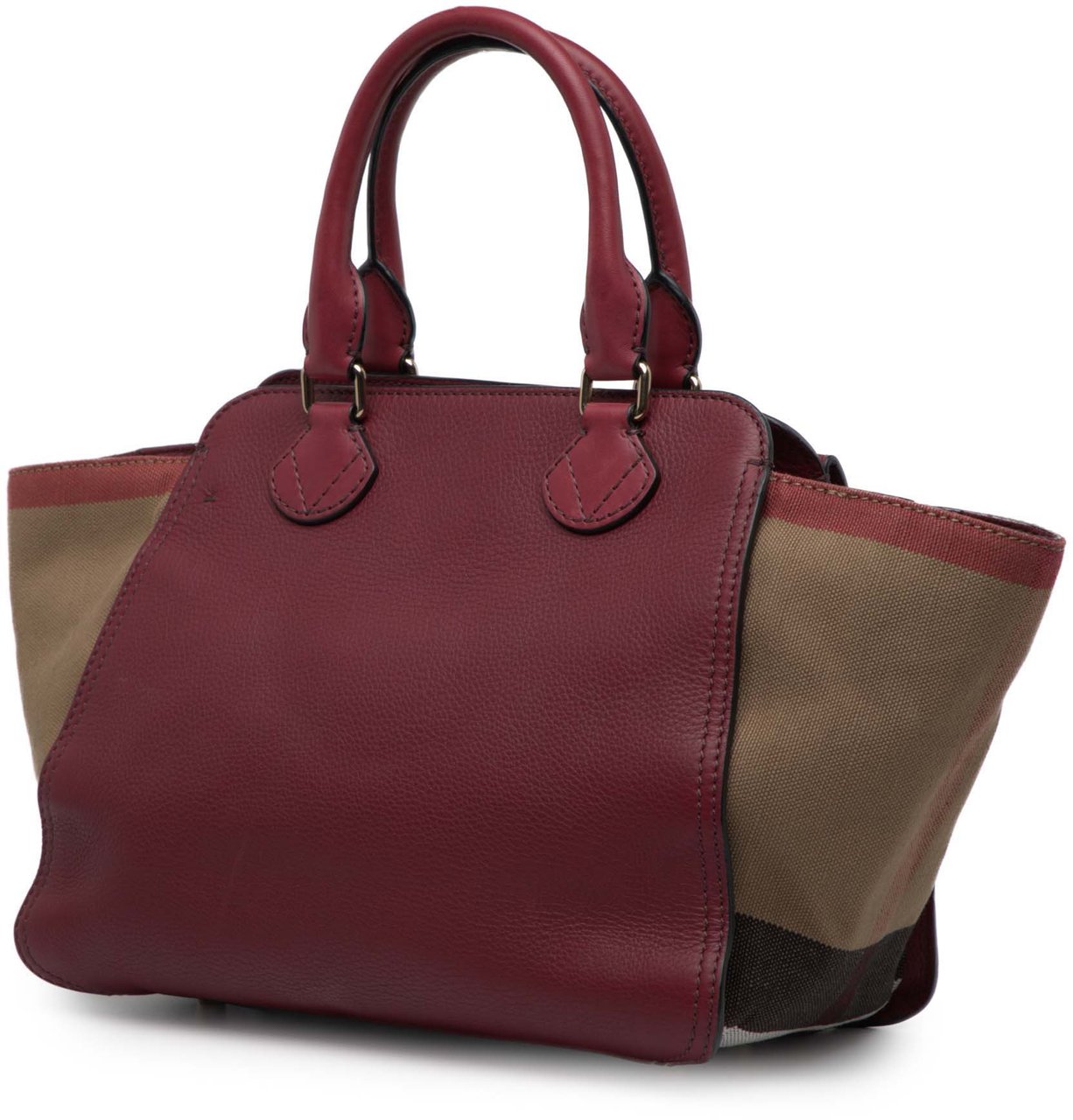 Burberry Leather and Mega Check Canvas Harcourt Satchel Rood
