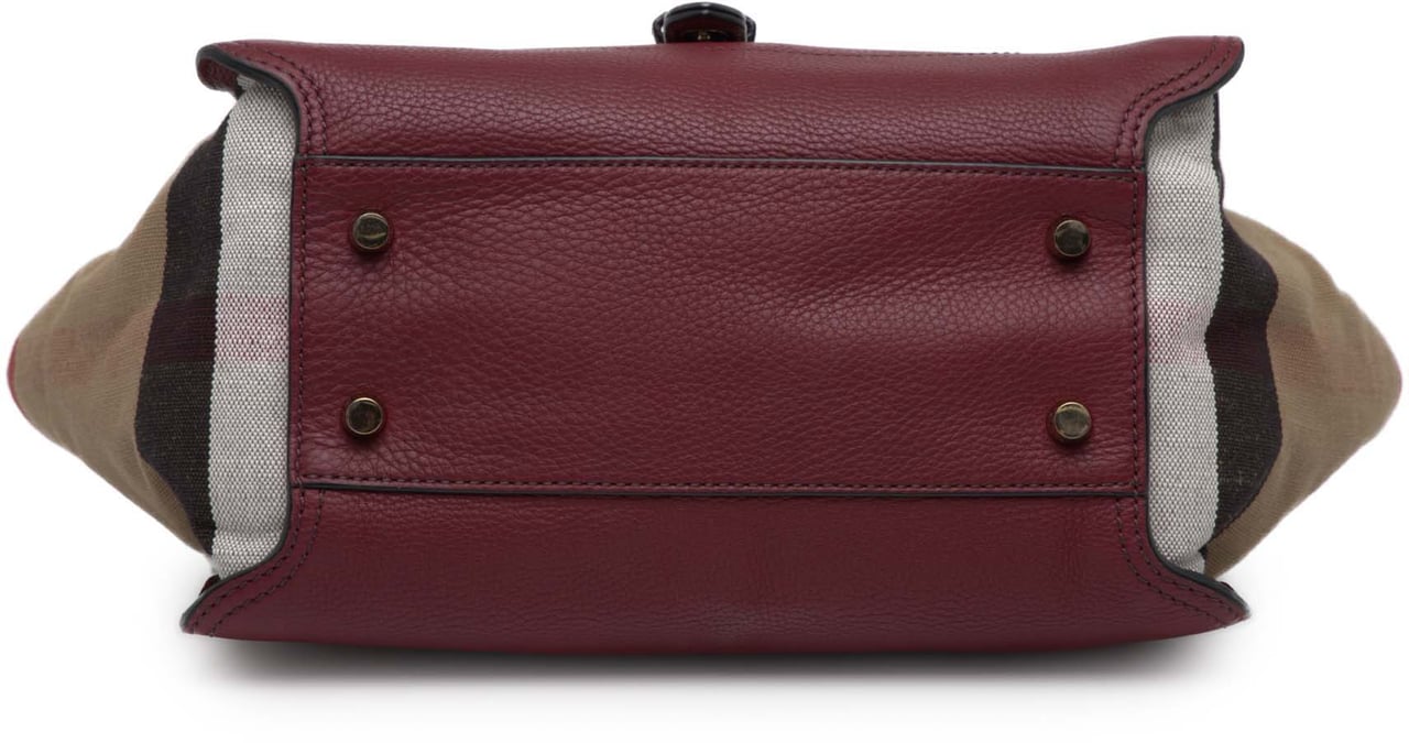 Burberry Leather and Mega Check Canvas Harcourt Satchel Rood