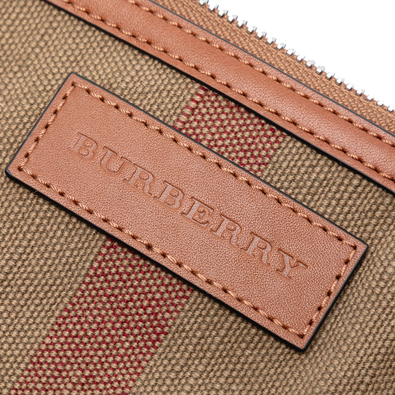 Burberry Mini Mega Check Canvas Ashby Tassel Bucket Bag Bruin