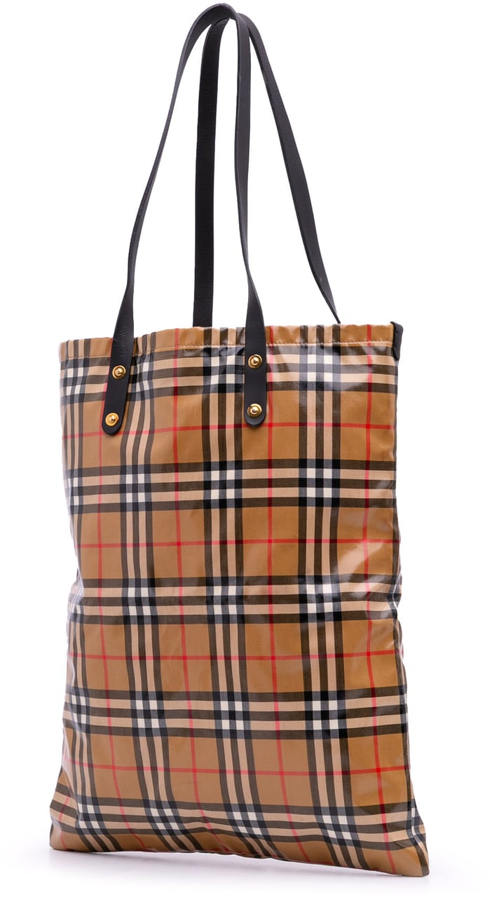 Burberry House Check Coated Canvas Tote Bruin