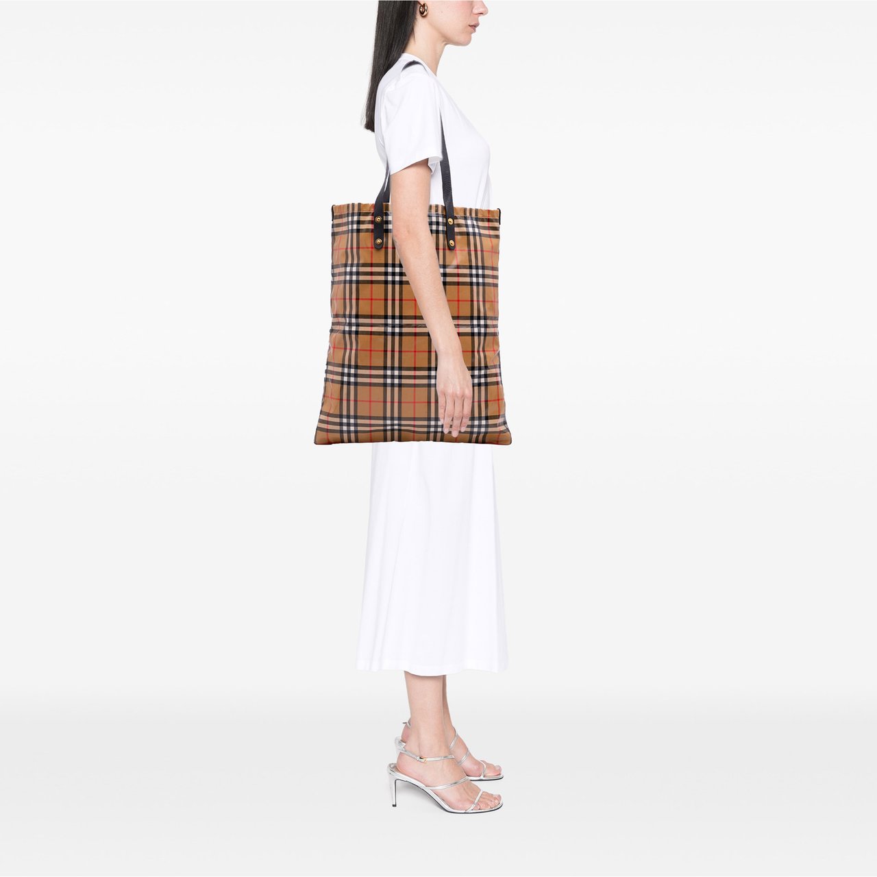 Burberry House Check Coated Canvas Tote Bruin