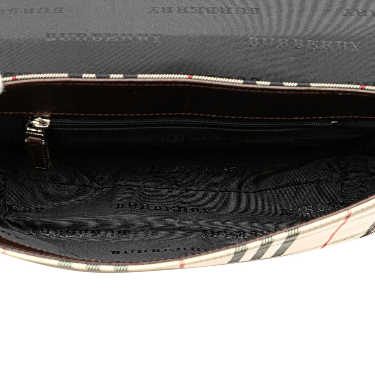 Burberry House Check Canvas Flap Crossbody Bruin