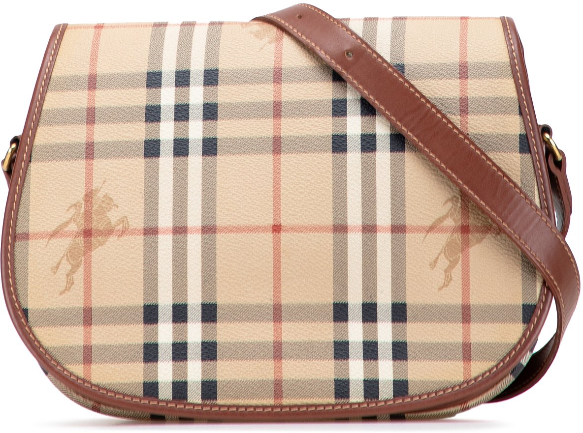 Burberry Haymarket Check Coated Canvas Crossbody Bruin