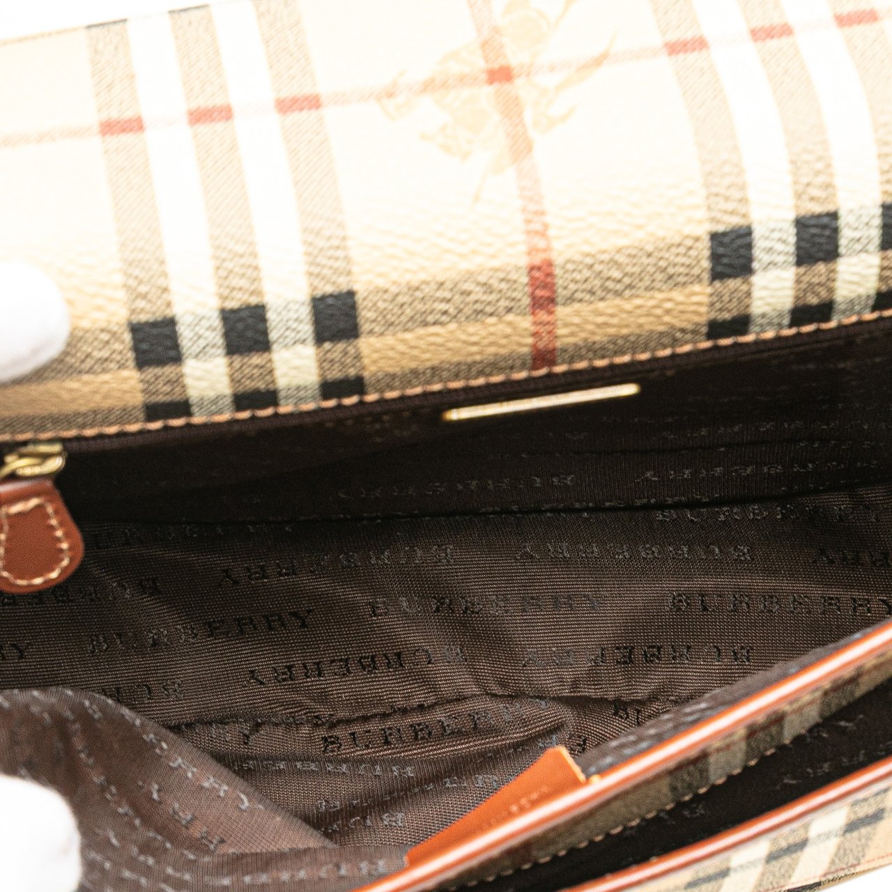 Burberry Haymarket Check Coated Canvas Crossbody Bruin