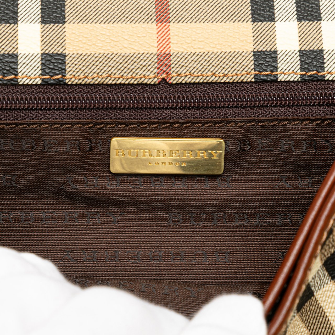 Burberry Haymarket Check Coated Canvas Crossbody Bruin