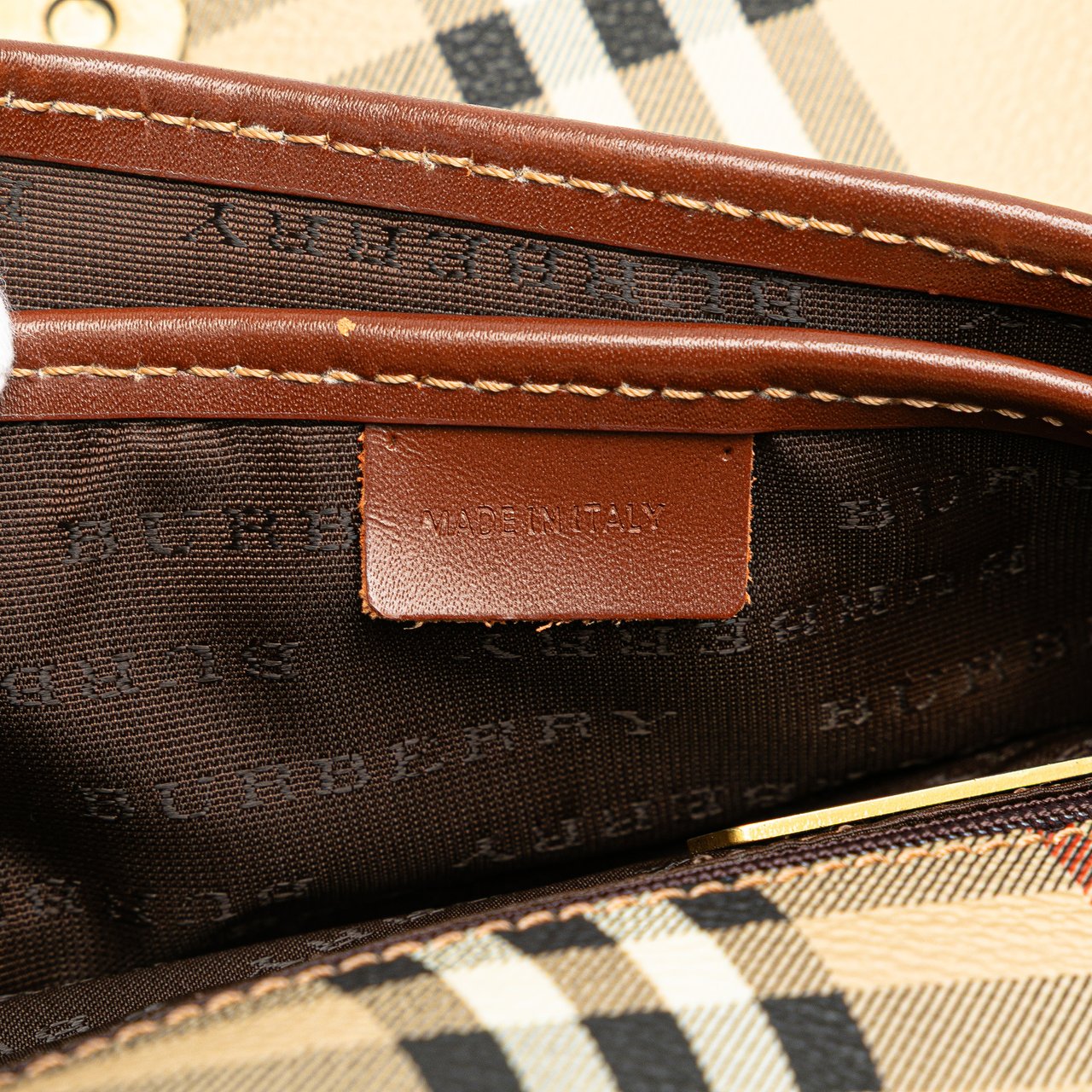 Burberry Haymarket Check Coated Canvas Crossbody Bruin