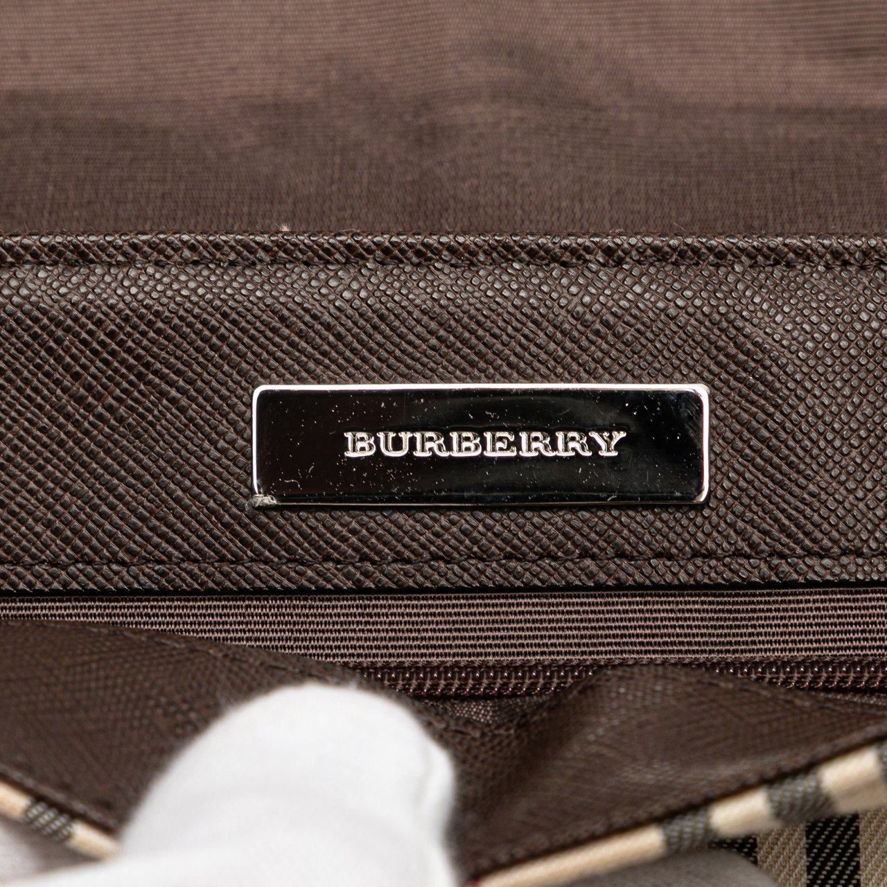 Burberry House Check Canvas Flap Shoulder Bag Bruin