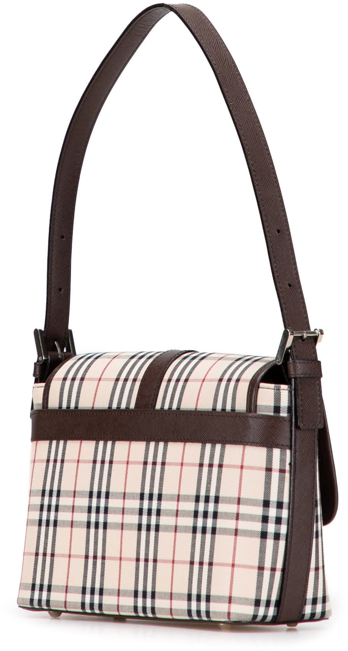 Burberry House Check Canvas Flap Shoulder Bag Bruin
