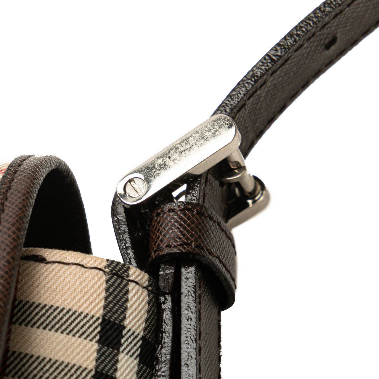 Burberry House Check Canvas Flap Shoulder Bag Bruin
