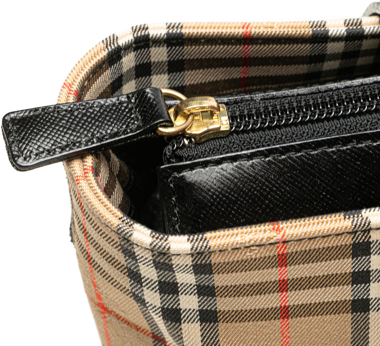Burberry Haymarket Check Canvas Handbag Bruin