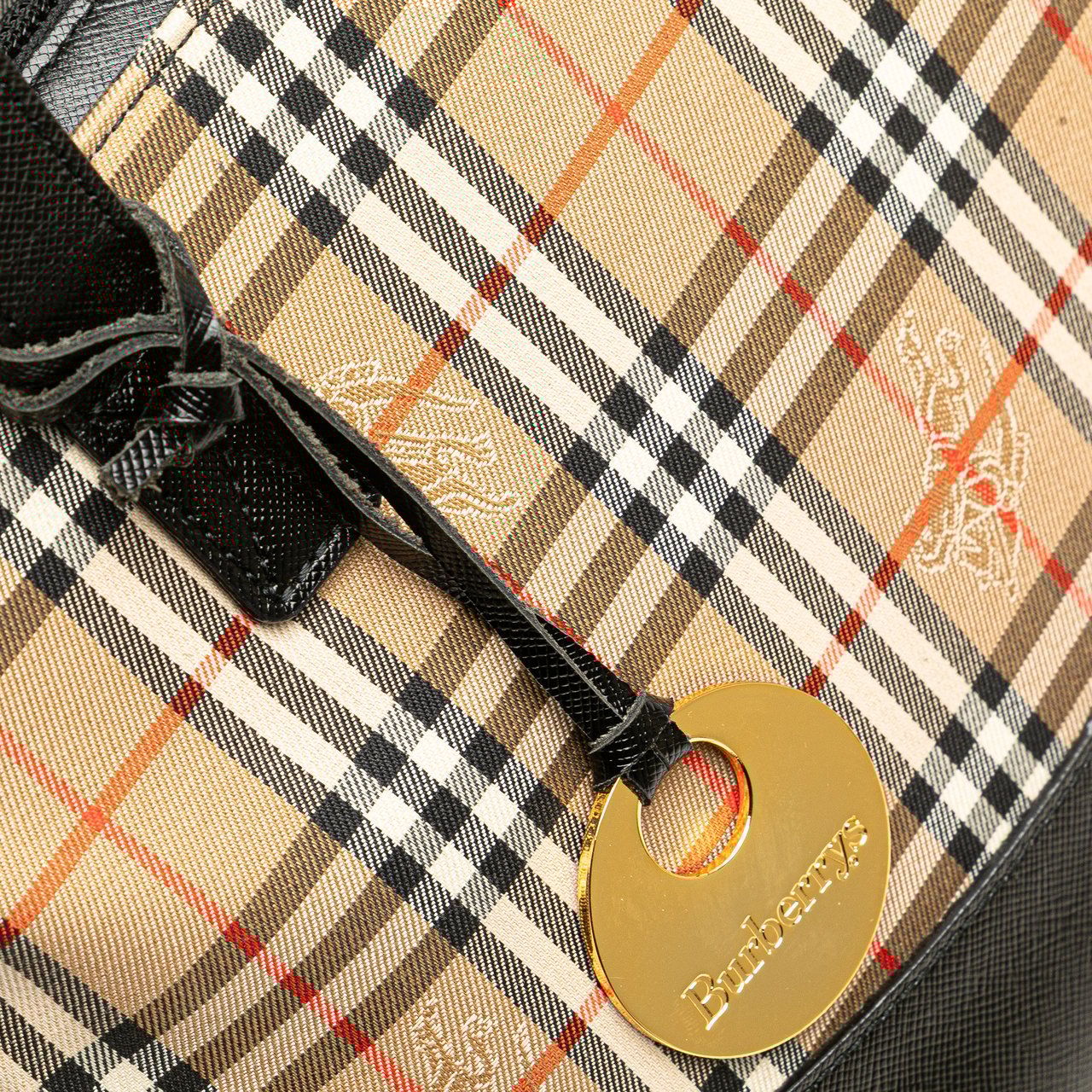 Burberry Haymarket Check Canvas Handbag Bruin