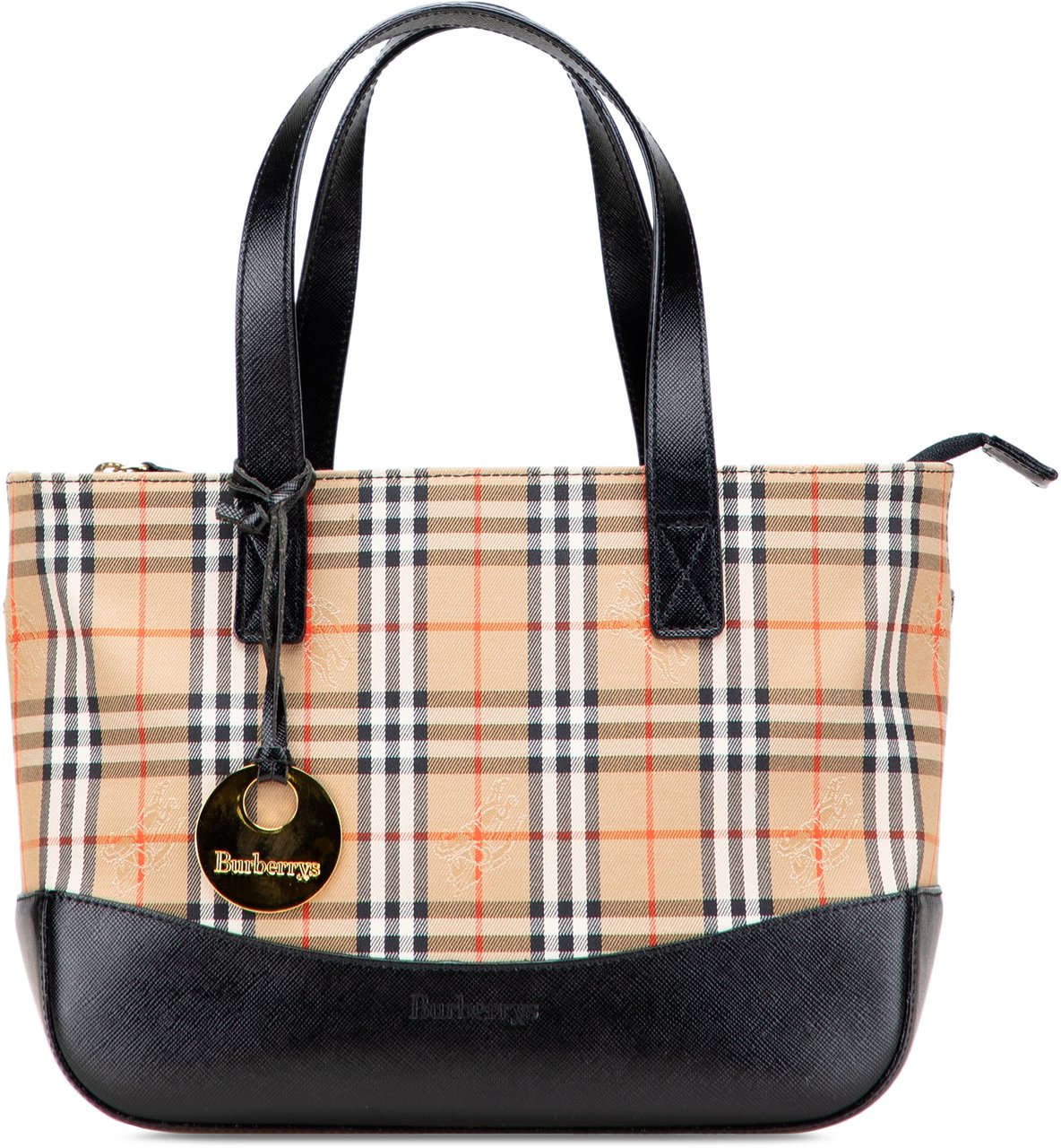 Burberry Haymarket Check Canvas Handbag Bruin