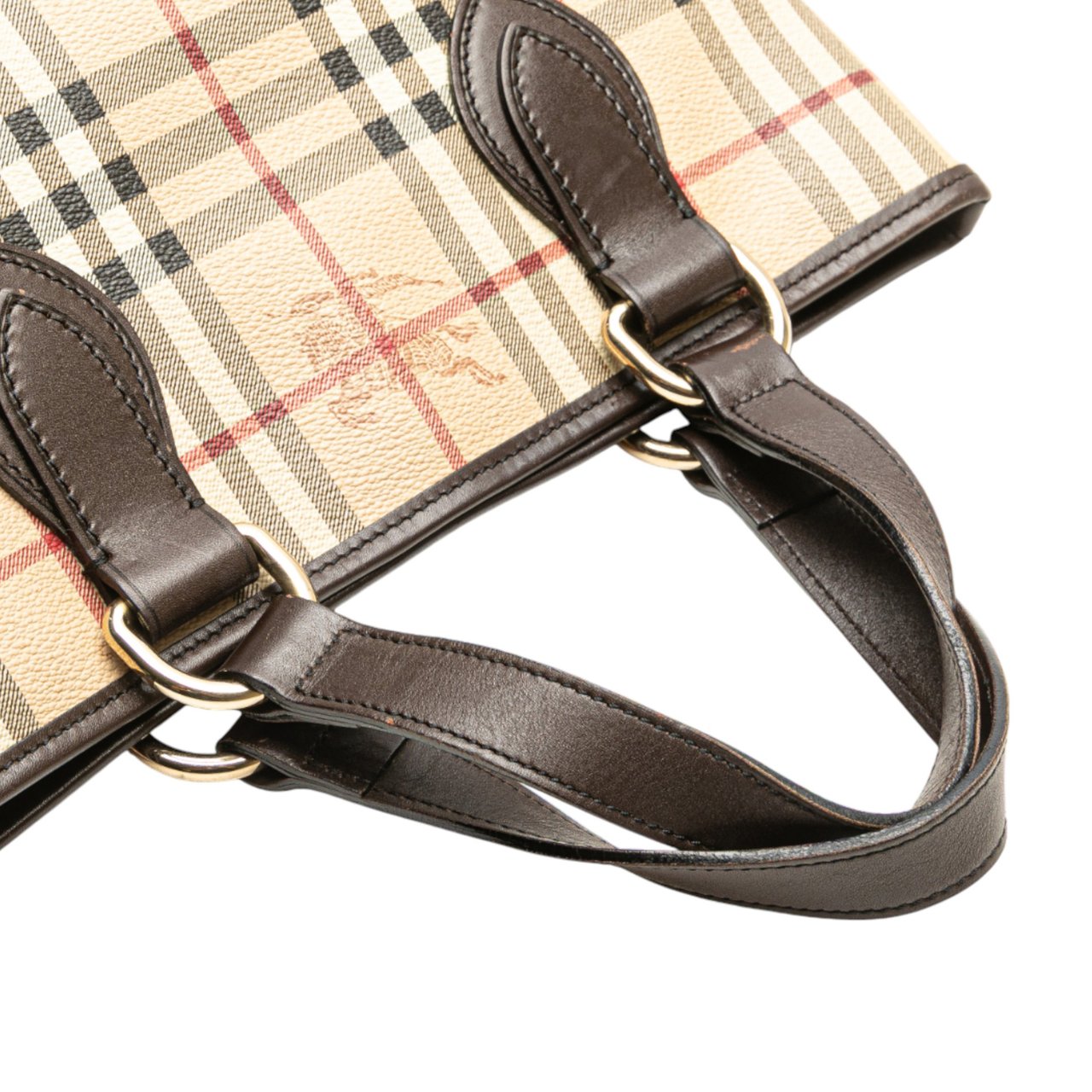 Burberry Haymarket Check Coated Canvas Tote Bruin