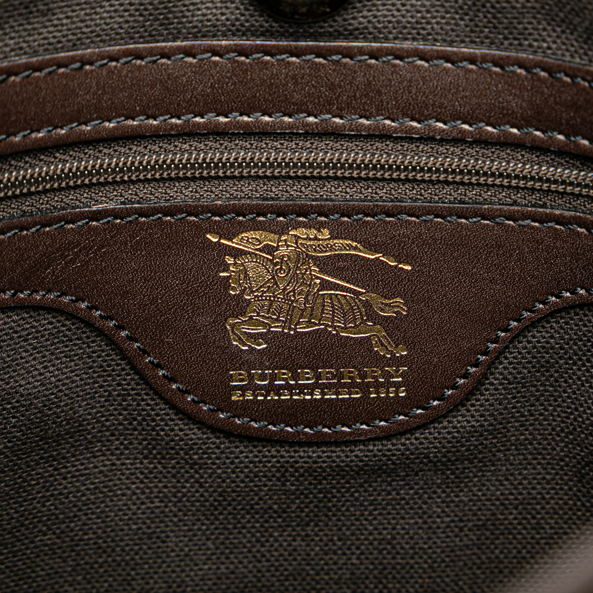 Burberry Haymarket Check Coated Canvas Tote Bruin