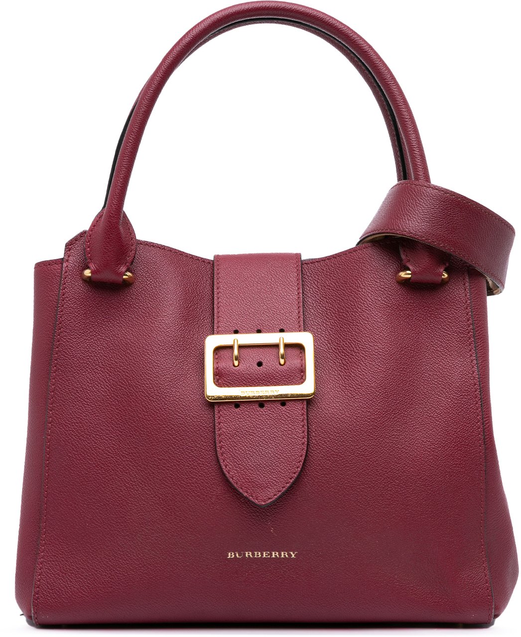 Burberry Medium Grained Calfskin Buckle Tote Rood