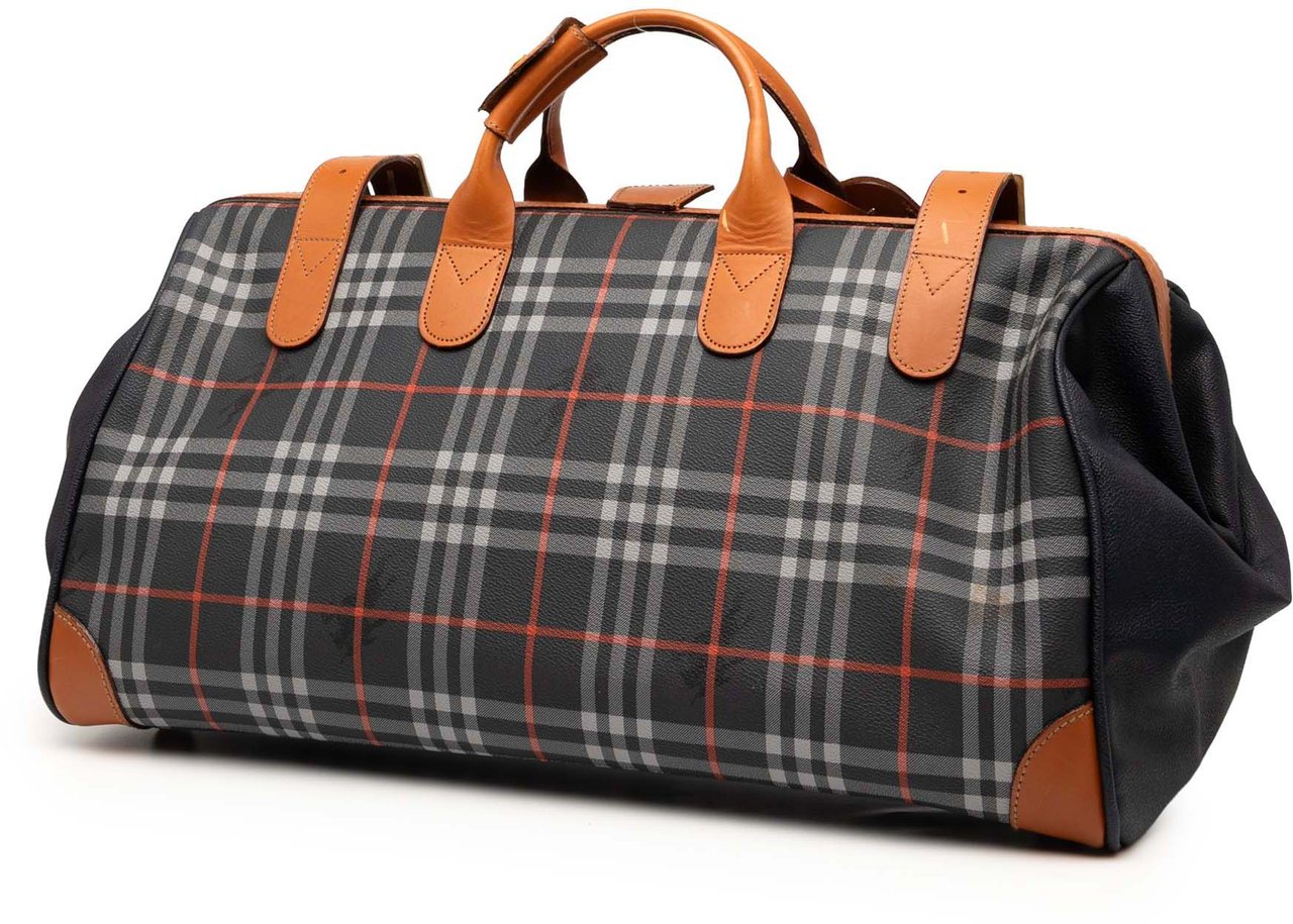 Burberry Haymarket Check Coated Canvas Travel Bag Blauw