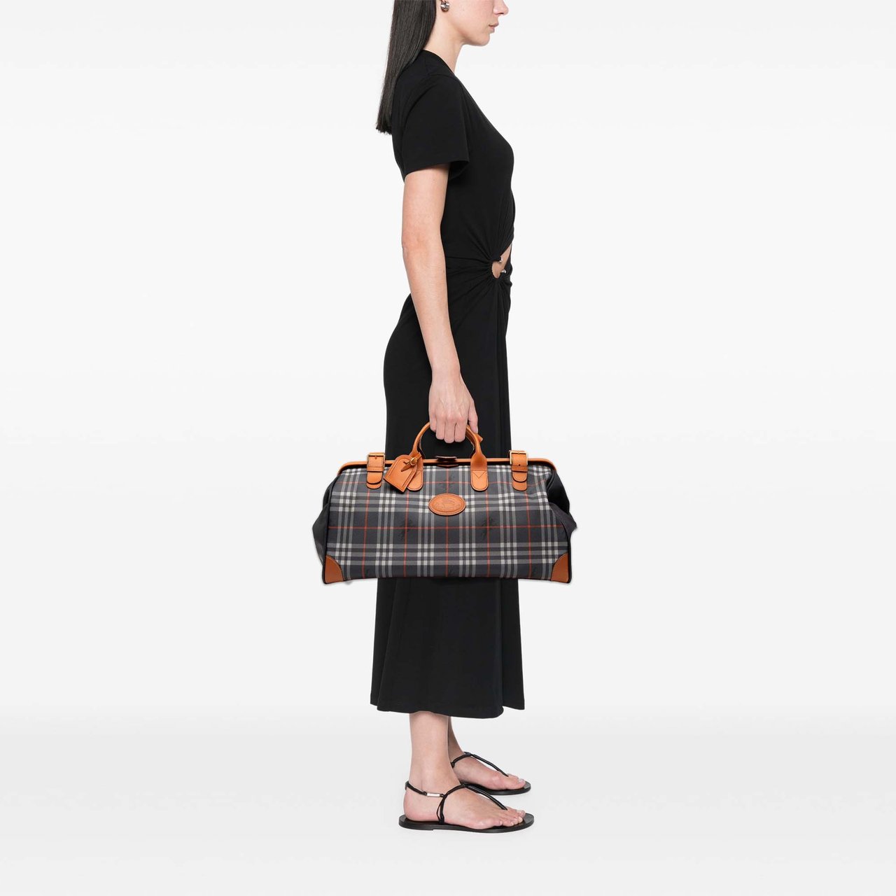 Burberry Haymarket Check Coated Canvas Travel Bag Blauw