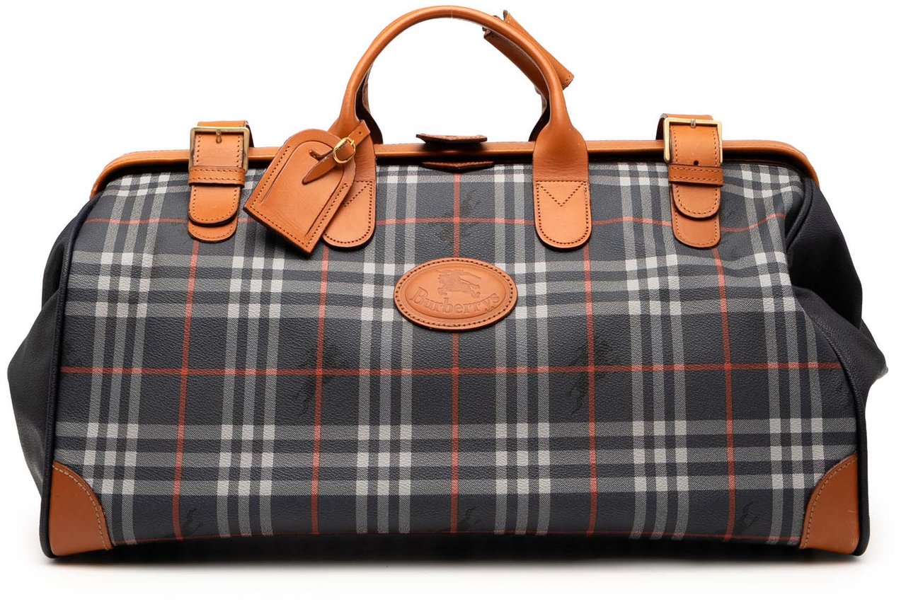 Burberry Haymarket Check Coated Canvas Travel Bag Blauw