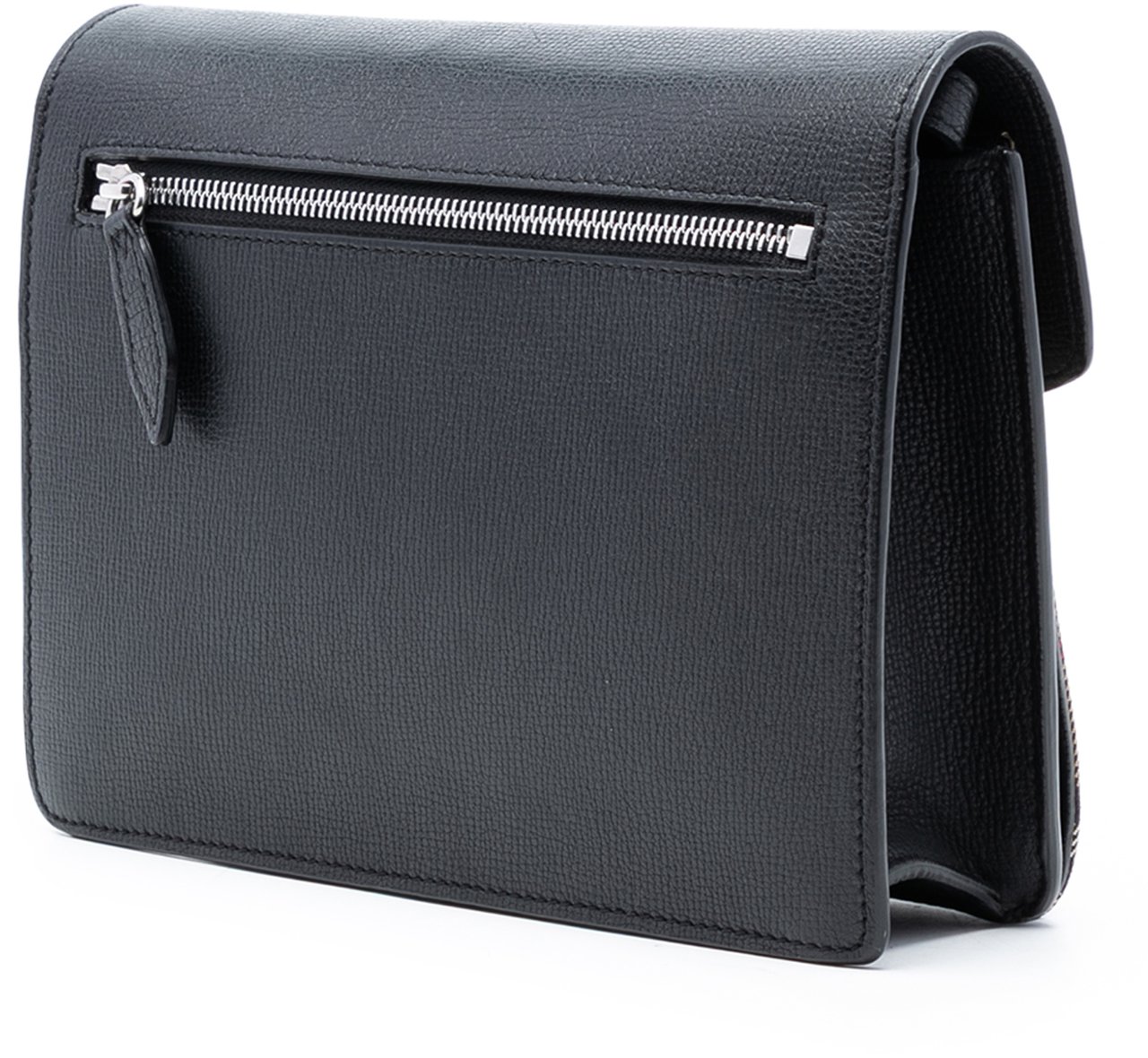 Burberry Small Leather and House Check Canvas Derby Macken Crossbody Zwart