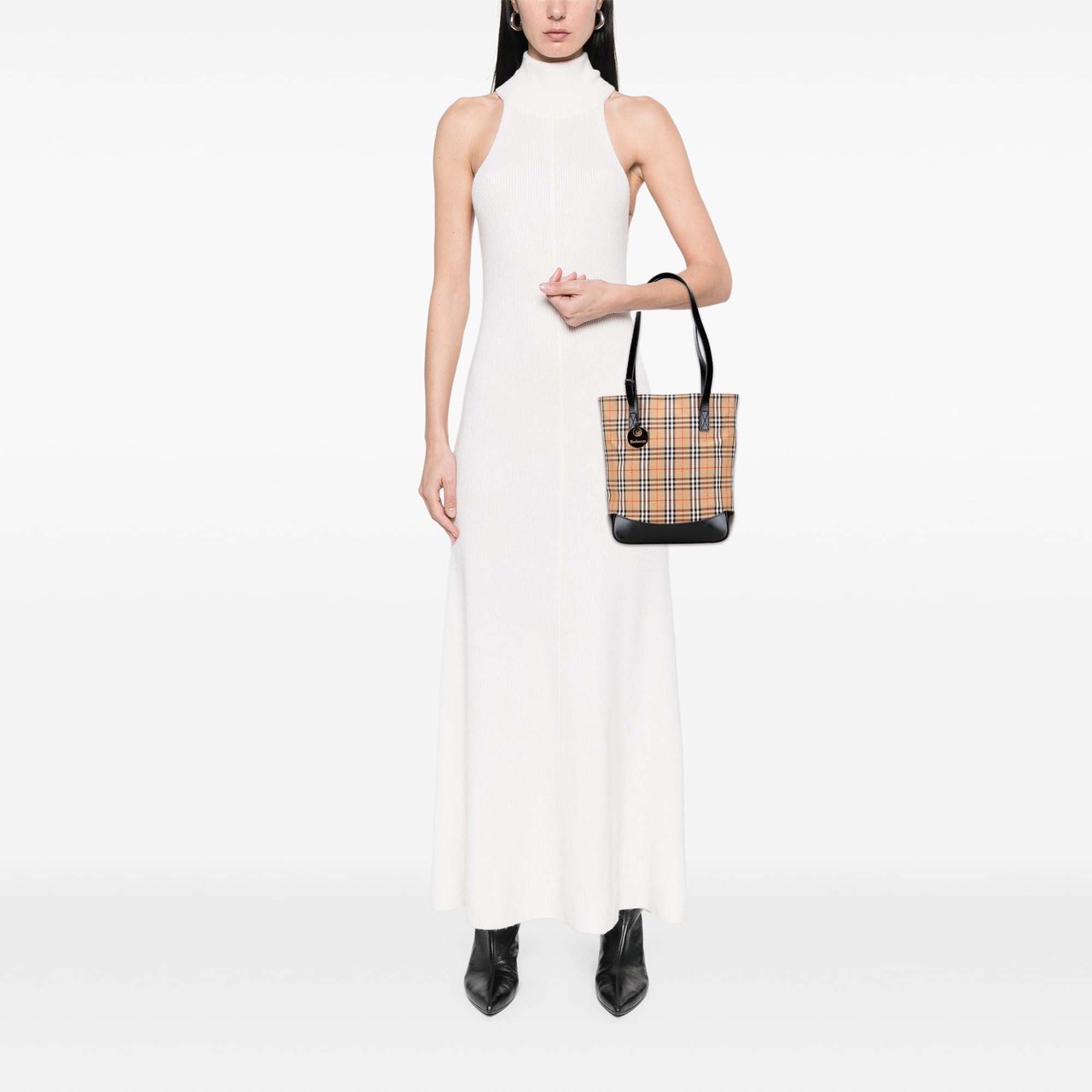 Burberry Haymarket Check Canvas Tote Bruin