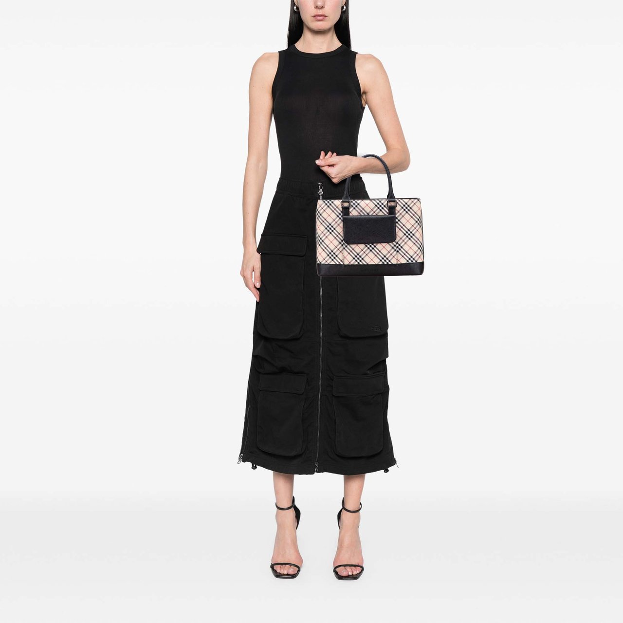 Burberry Nova Check Canvas Tote Bruin