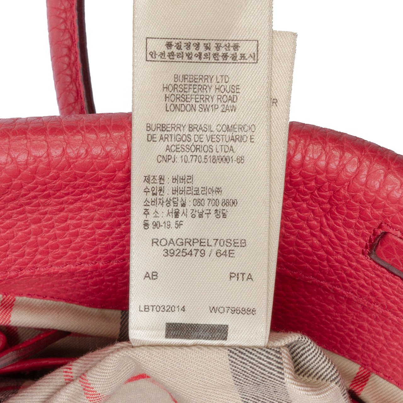 Burberry Grained Leather Baynard Tote Rood