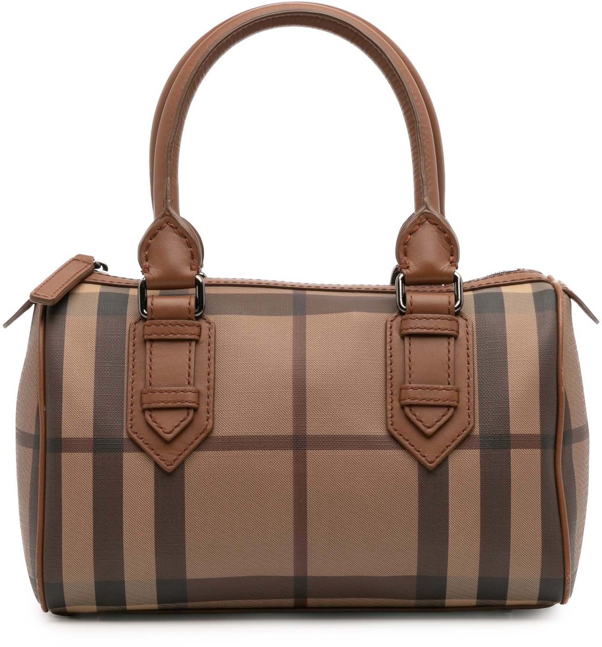 Burberry Smoke Check Coated Canvas Chester Boston Bag Bruin