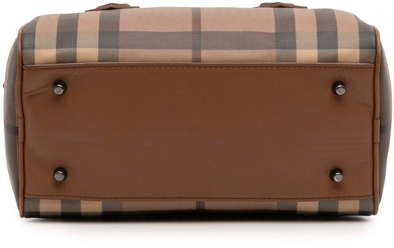 Burberry Smoke Check Coated Canvas Chester Boston Bag Bruin