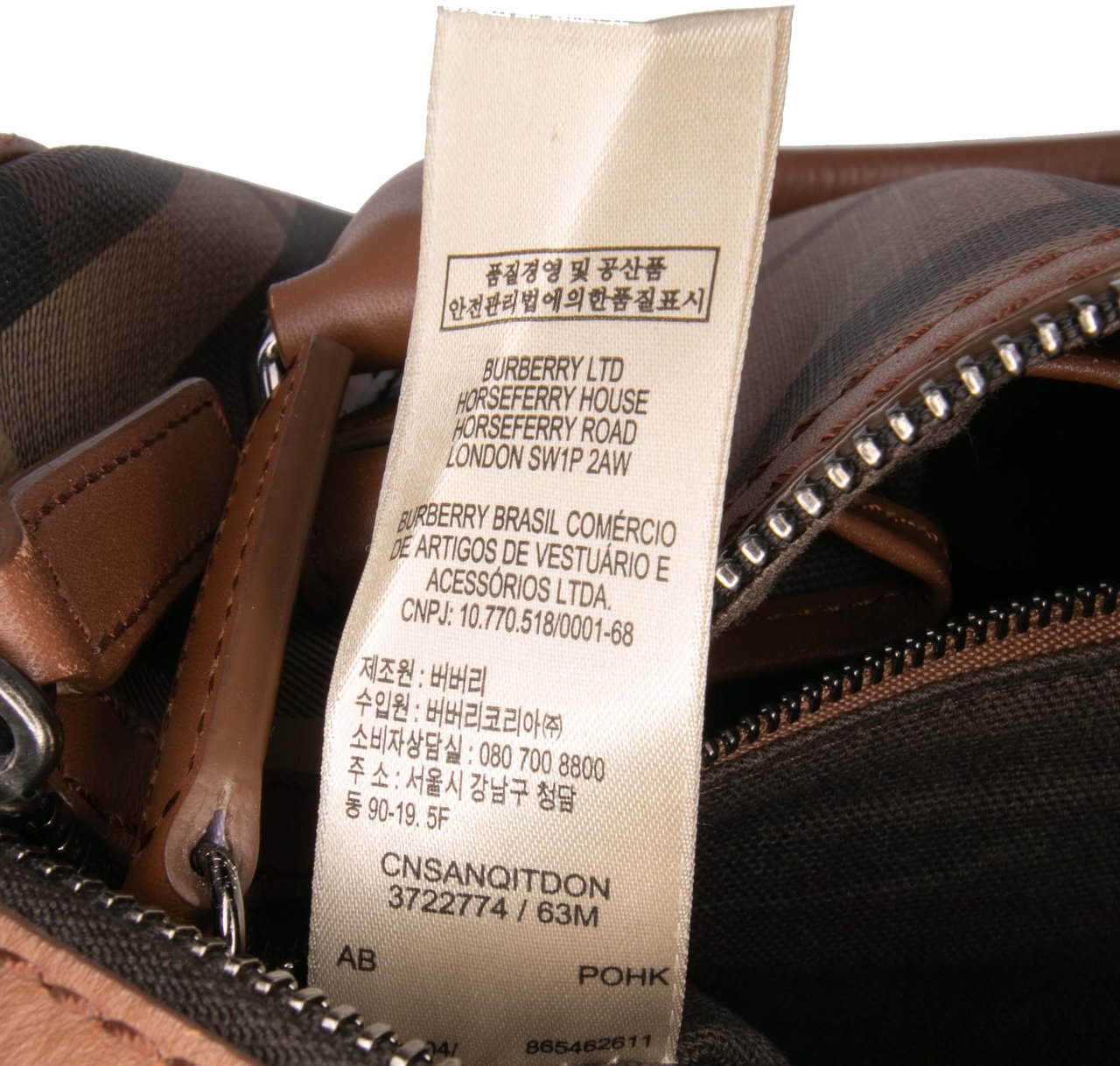 Burberry Smoke Check Coated Canvas Chester Boston Bag Bruin