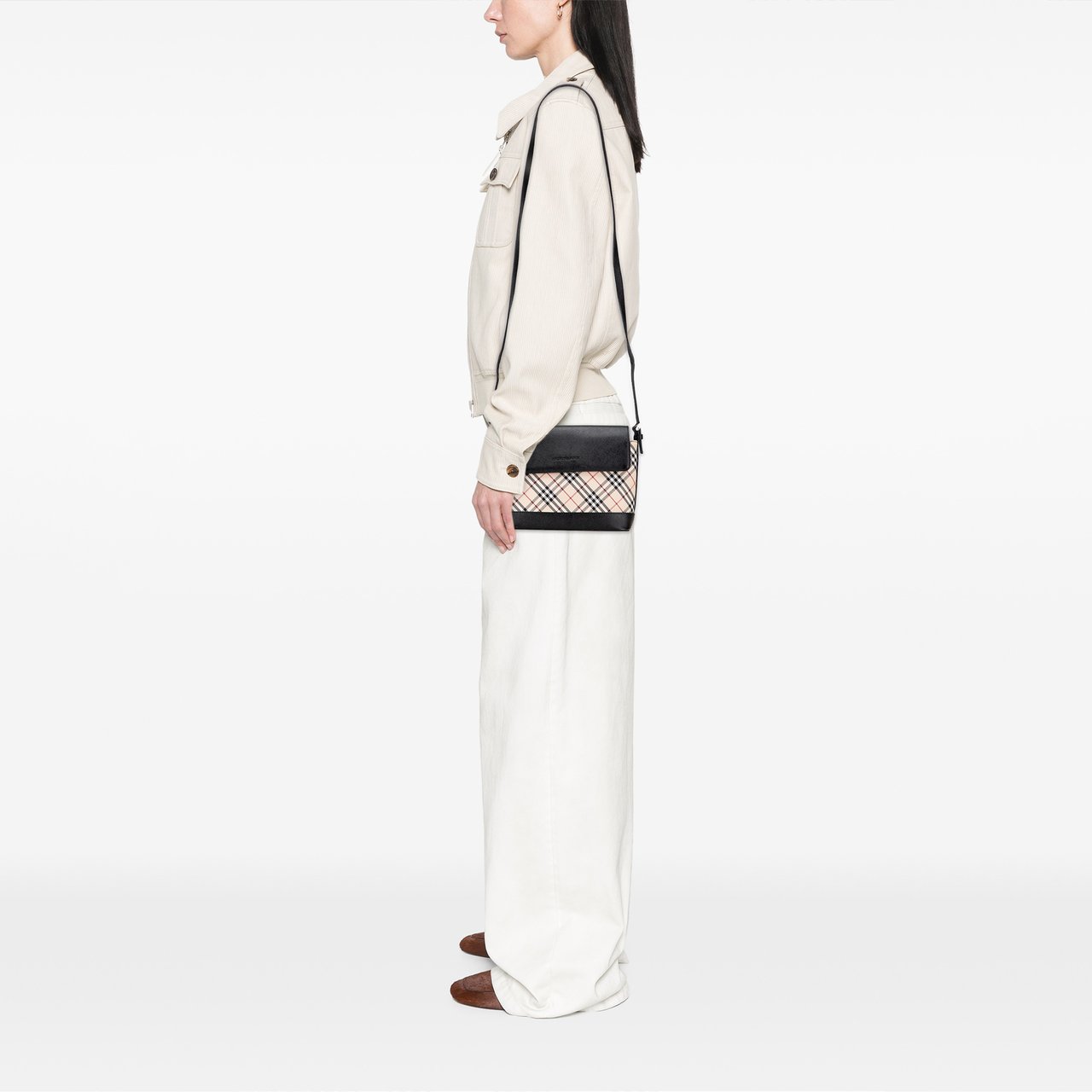 Burberry Nova Check Canvas Crossbody Bruin