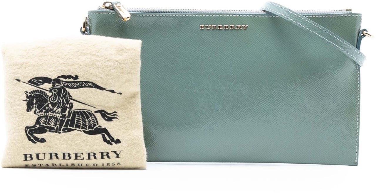 Burberry Grained Leather Peyton Crossbody Groen