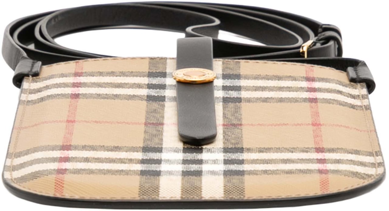 Burberry House Check Coated Canvas Phone Pouch Crossbody Bruin