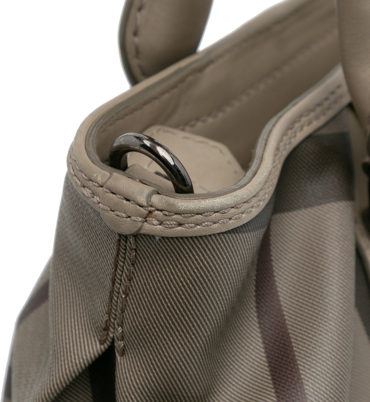 Burberry Smoke Check Coated Canvas Heathcliff Satchel Bruin