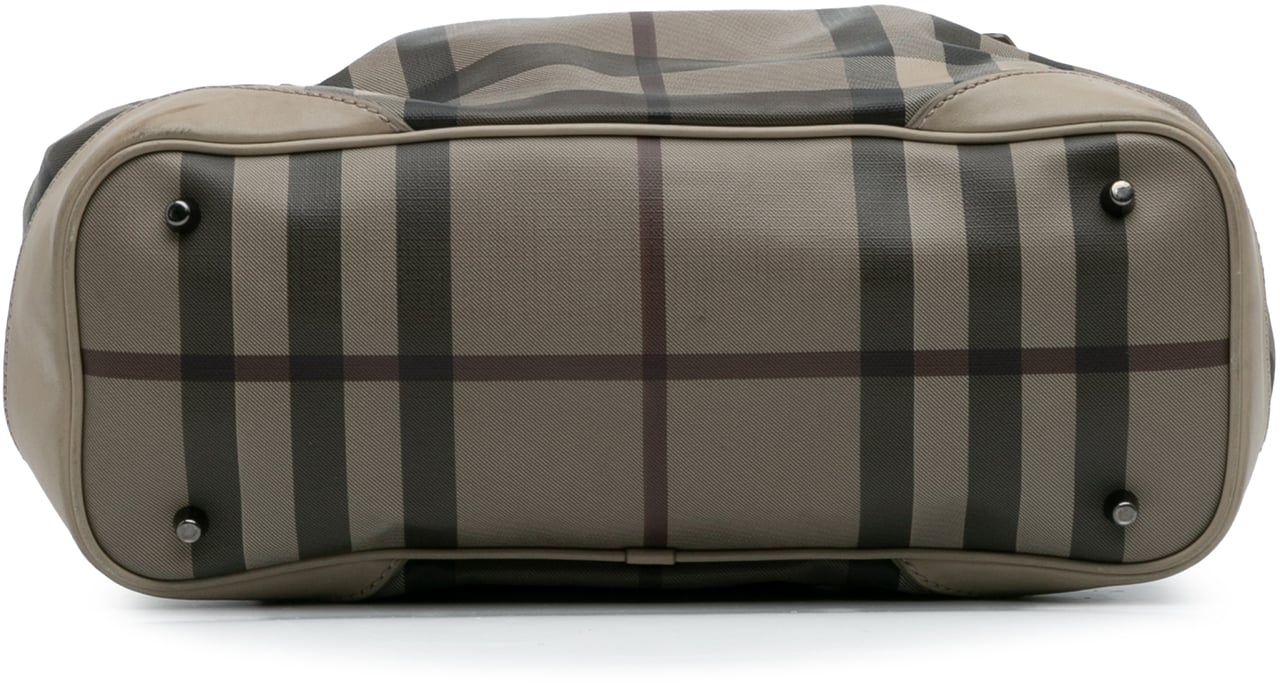 Burberry Smoke Check Coated Canvas Heathcliff Satchel Bruin