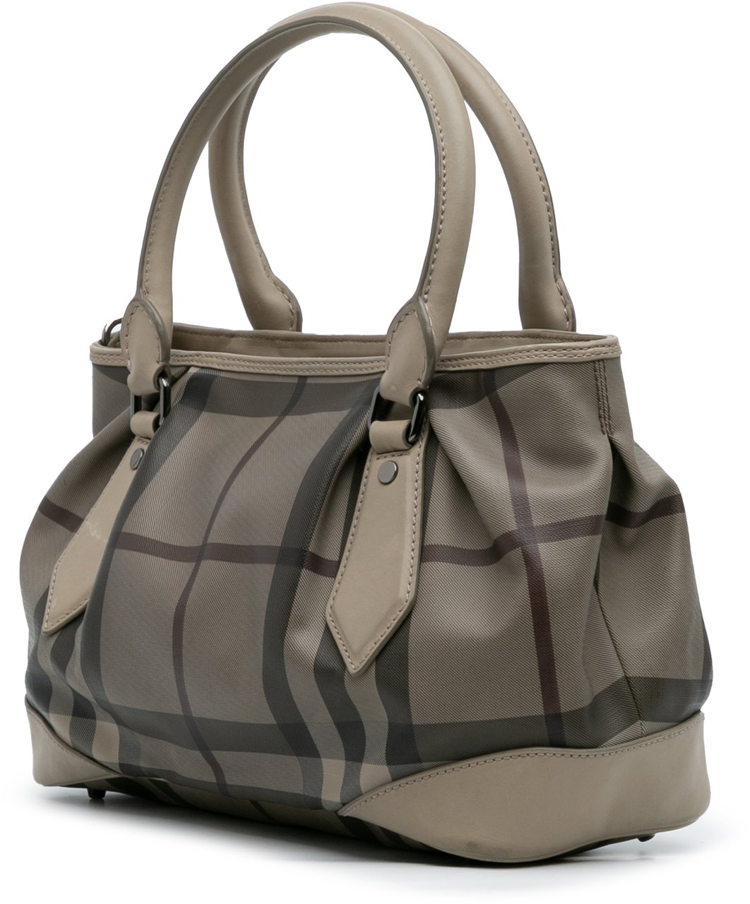 Burberry Smoke Check Coated Canvas Heathcliff Satchel Bruin