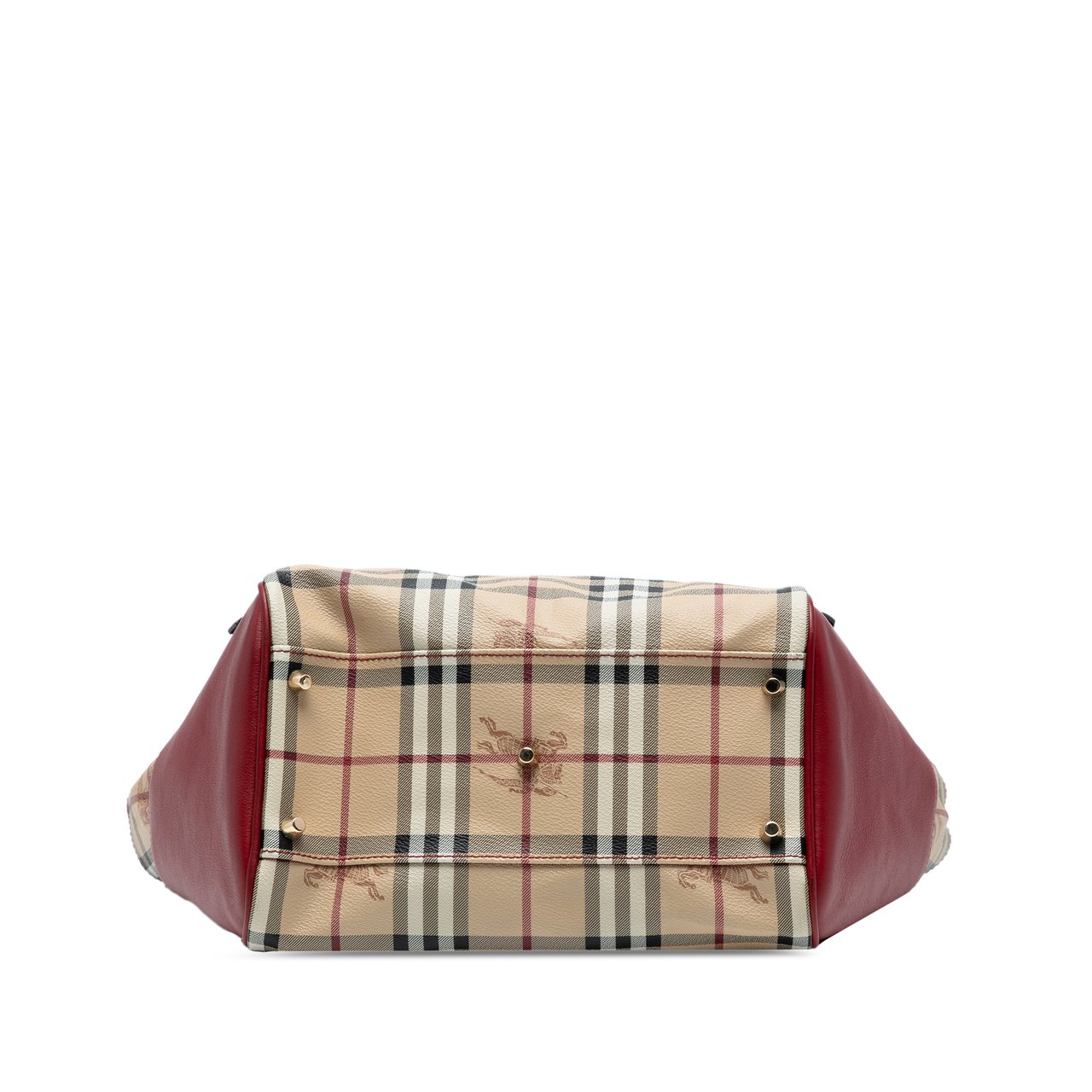 Burberry Small Leather Trimmed Haymarket Check Coated Canvas Canterbury Tote Bruin