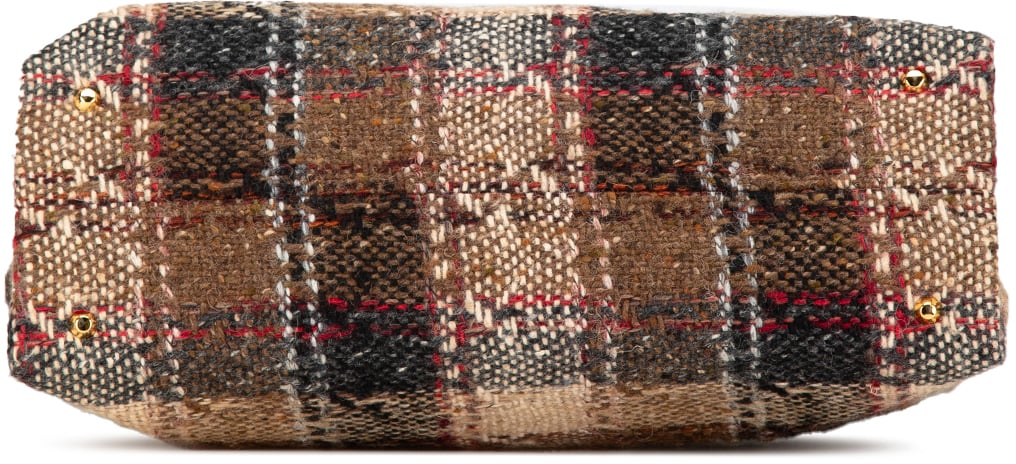 Burberry Plaid Tweed Tote Bruin
