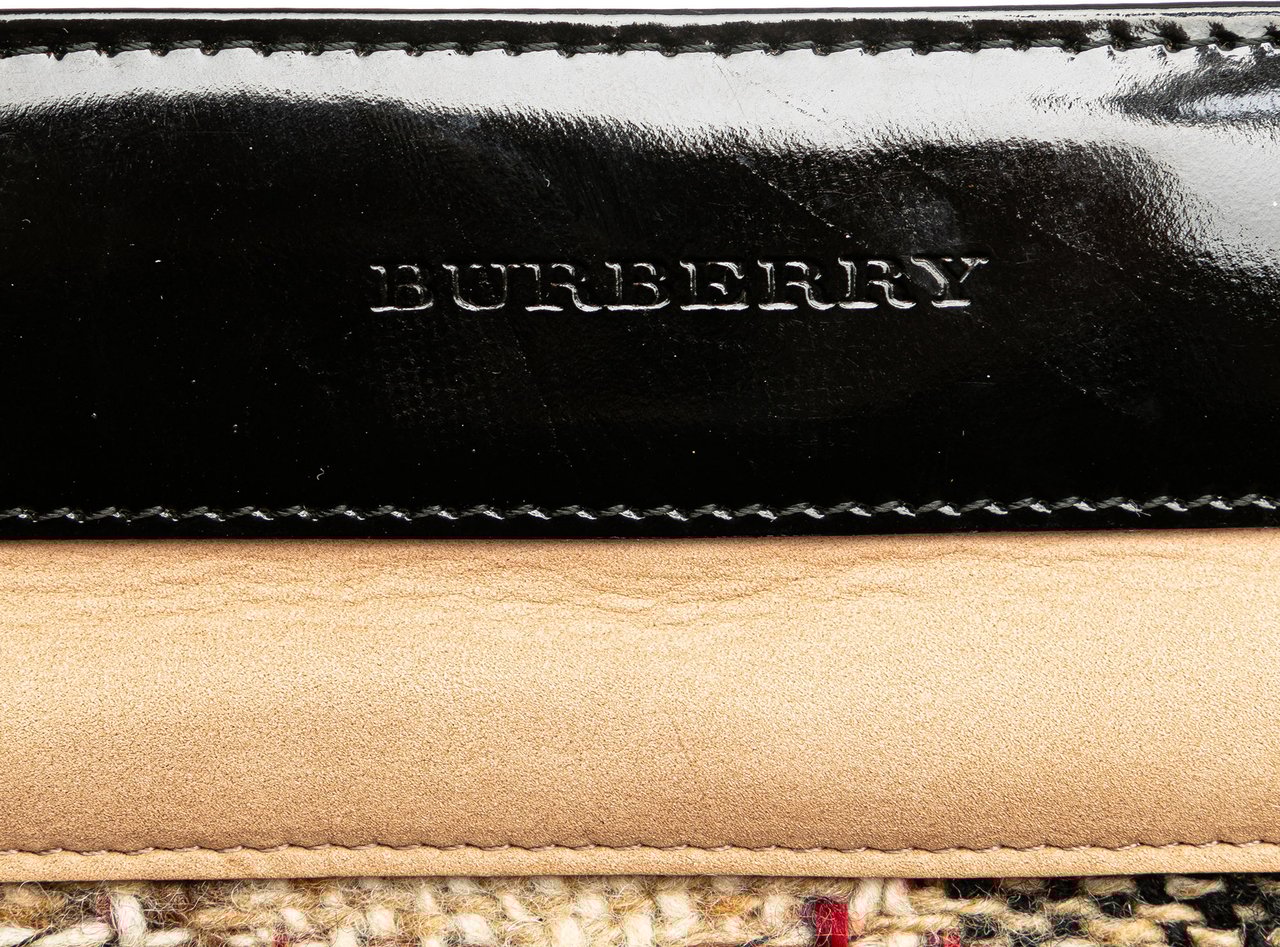 Burberry Plaid Tweed Tote Bruin