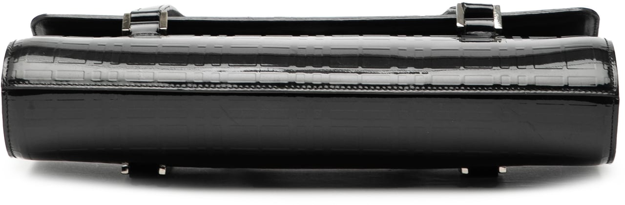 Burberry House Check Embossed Patent Shoulder Bag Zwart