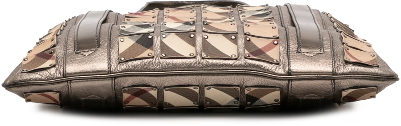 Burberry Supernova Check Canvas and Metallic Calfskin Brooke Warrior Tote Bruin